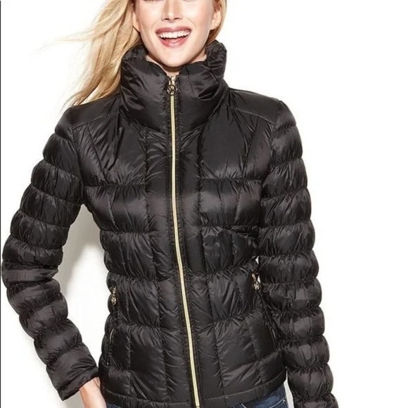 Michael Kors black Down Filled puffer coat Small Gold Zipper - Picture 2 of 9